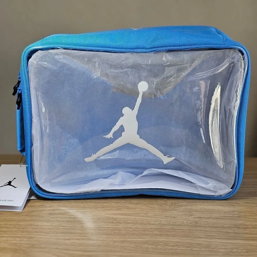 Air Jordan UNC Shoe Bag Soft Box Translucent Blue Jumpman Logo Zippers Brand New